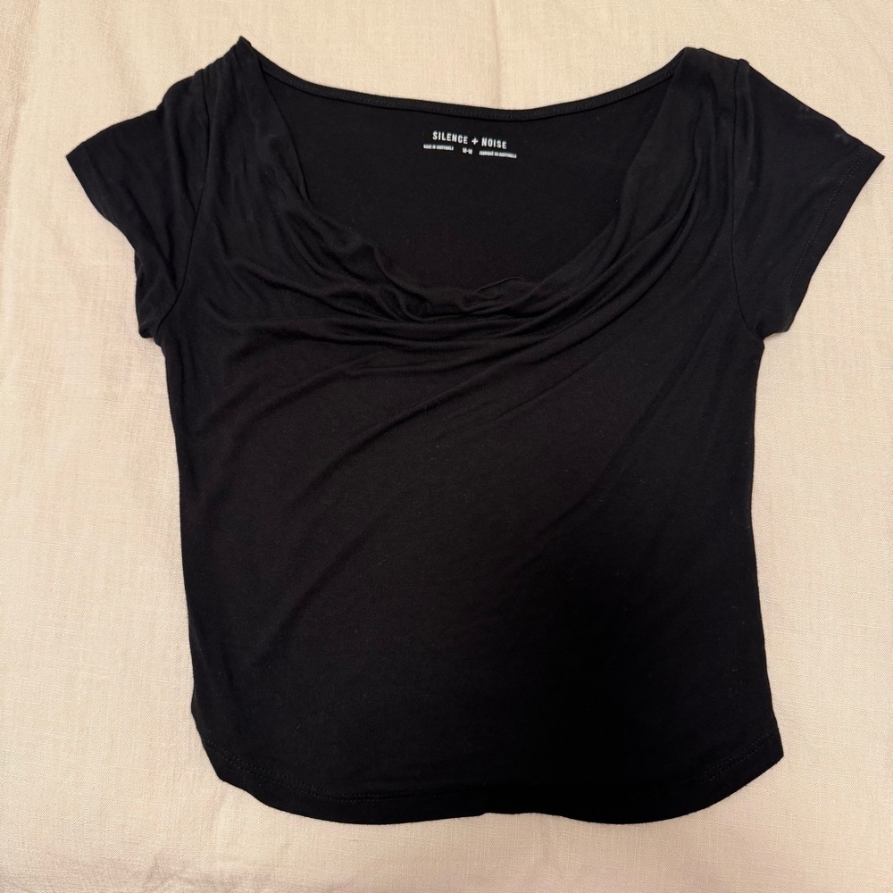 Silence + Noise Black Cowl Neck Top